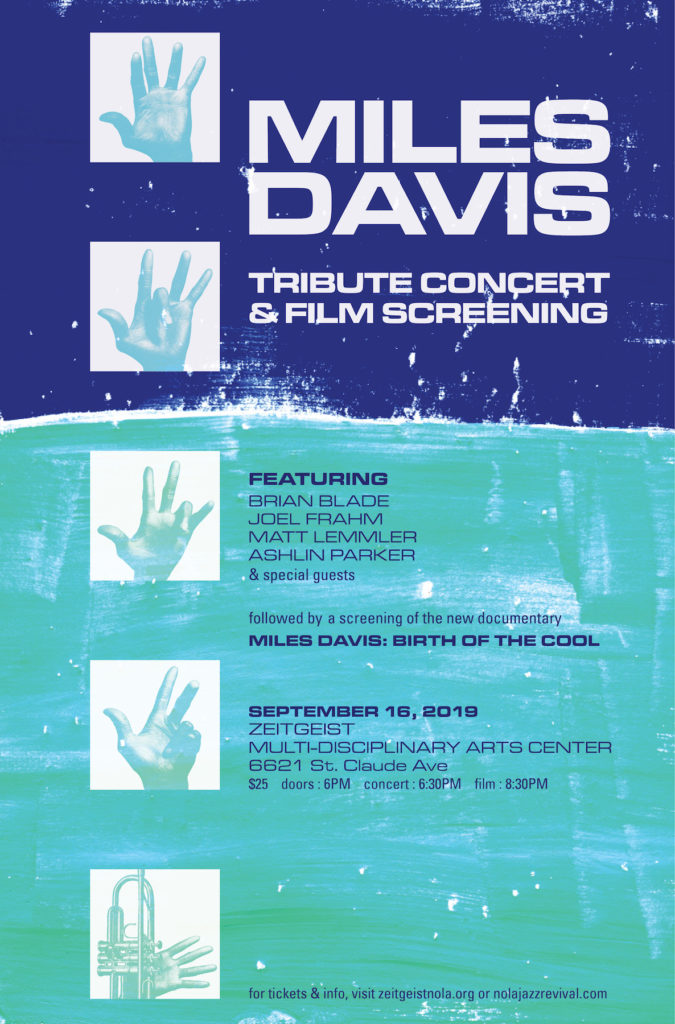 Miles Davis tribute concert & film screening poster designed by Melissa Guion